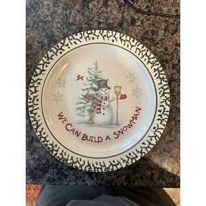 Christmas Snowman Plate We Can Build A Snowman Winter Holiday Decor